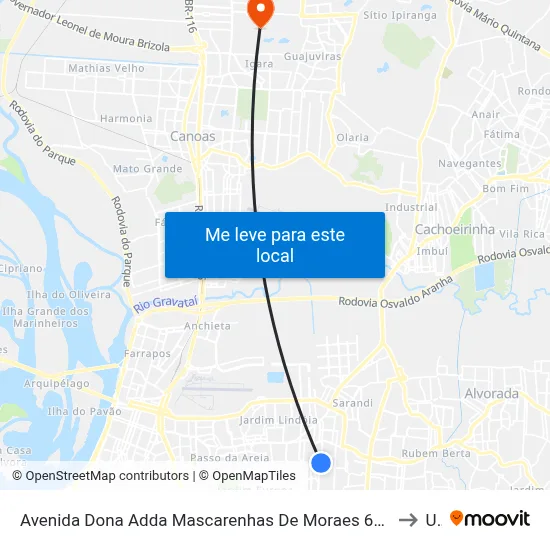 Avenida Dona Adda Mascarenhas De Moraes 645 Jardim Itu-Sabará Porto Alegre - Rio Grande Do Sul 91220-140 Brasil to Ulbra map