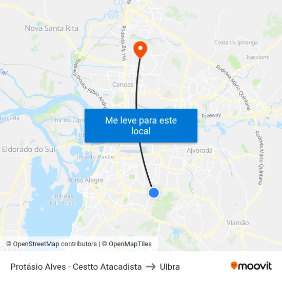 Protásio Alves - Cestto Atacadista to Ulbra map