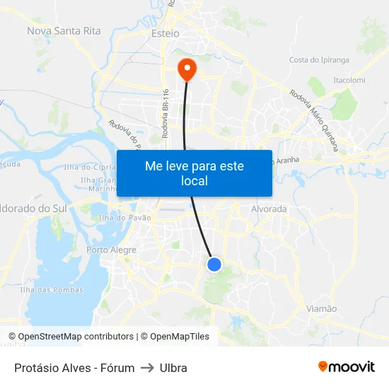 Protásio Alves - Fórum to Ulbra map
