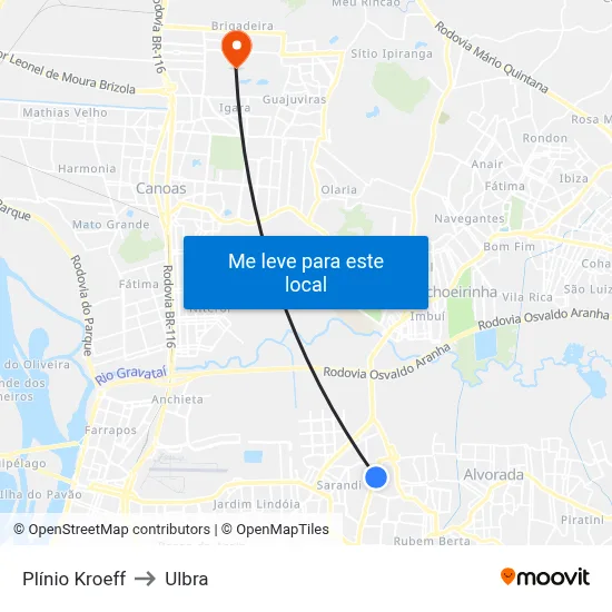 Plínio Kroeff to Ulbra map