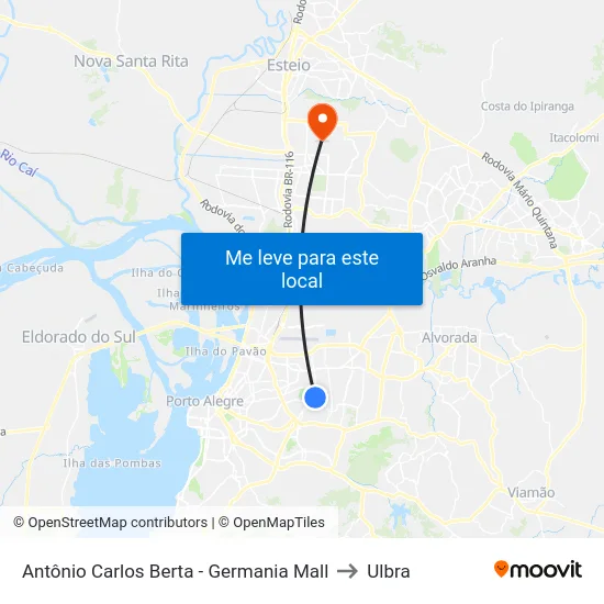 Antônio Carlos Berta - Germania Mall to Ulbra map