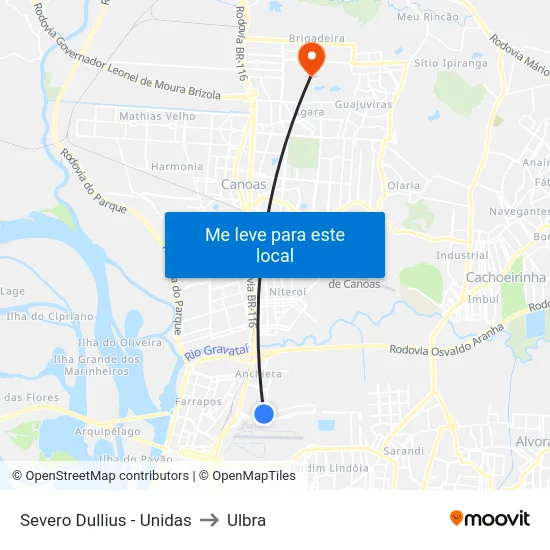 Severo Dullius - Unidas to Ulbra map