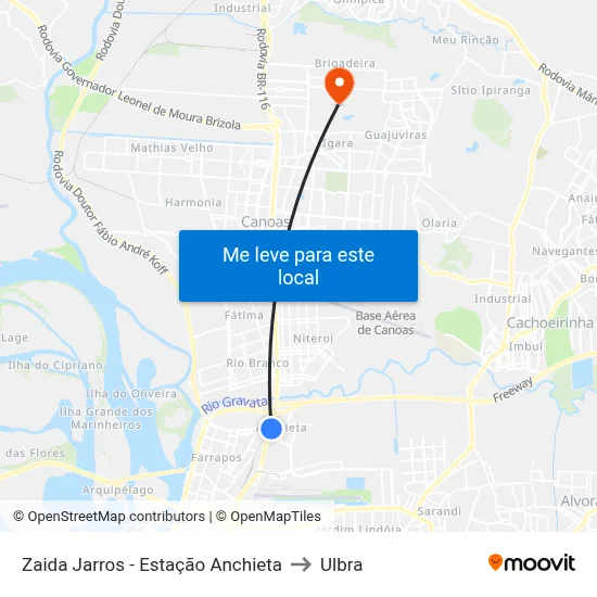 Zaida Jarros - Estação Anchieta to Ulbra map