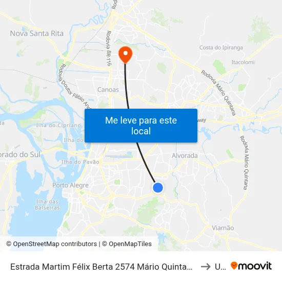 Estrada Martim Félix Berta 2574 Mário Quintana Porto Alegre - Rs 91260-650 Brasil to Ulbra map
