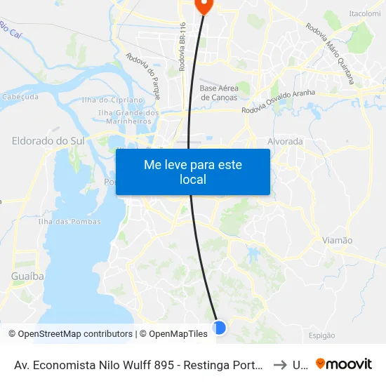 Av. Economista Nilo Wulff 895 - Restinga Porto Alegre - Rs 91792-330 Brasil to Ulbra map