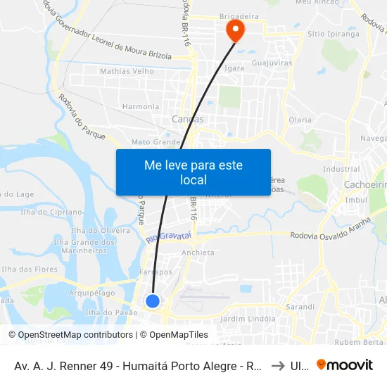 Av. A. J. Renner 49 - Humaitá Porto Alegre - Rs 90245-000 Brasil to Ulbra map