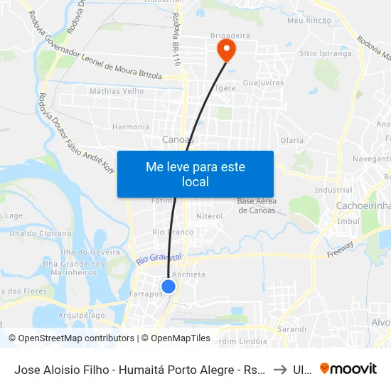 Jose Aloisio Filho - Humaitá Porto Alegre - Rs 90250-030 Brasil to Ulbra map