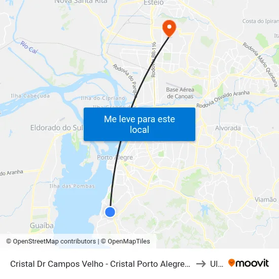 Cristal Dr Campos Velho - Cristal Porto Alegre - Rs 90820-030 Brasil to Ulbra map