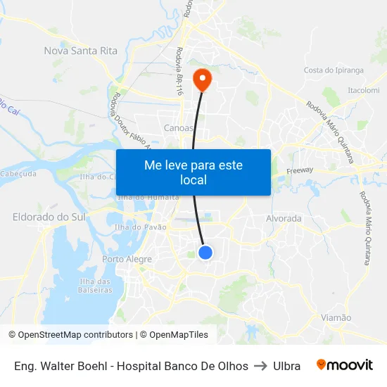 Eng. Walter Boehl - Hospital Banco De Olhos to Ulbra map