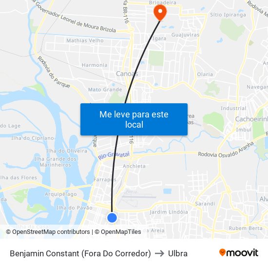 Benjamin Constant (Fora Do Corredor) to Ulbra map