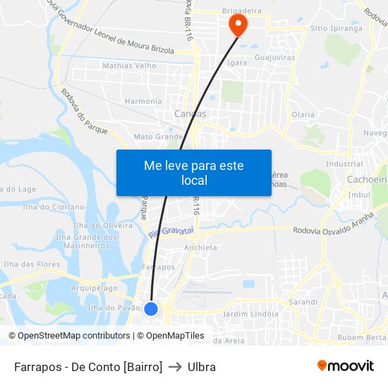 Farrapos - De Conto [Bairro] to Ulbra map