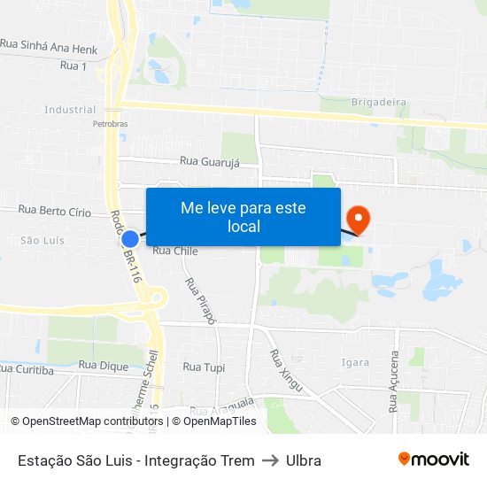 Estação São Luis - Integração Trem to Ulbra map