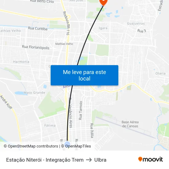 Estação Niterói - Integração Trem to Ulbra map