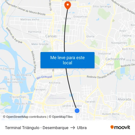 Terminal Triângulo - Desembarque to Ulbra map