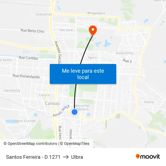 Santos Ferreira - D 1271 to Ulbra map