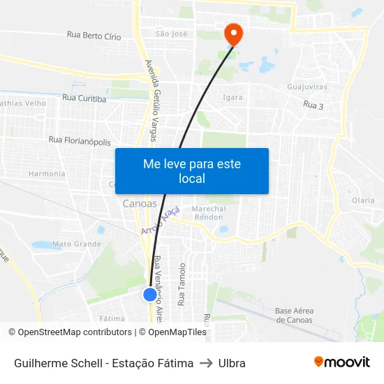 Guilherme Schell - Estação Fátima to Ulbra map