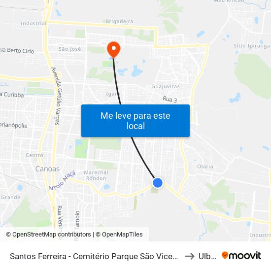 Santos Ferreira - Cemitério Parque São Vicente to Ulbra map