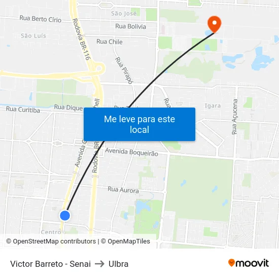 Victor Barreto - Senai to Ulbra map