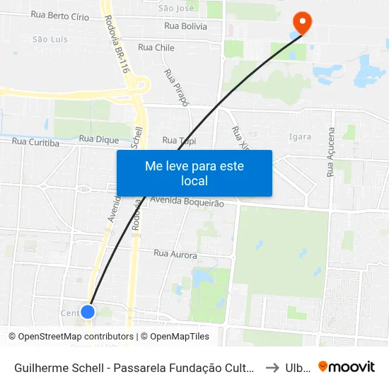 Guilherme Schell - Passarela Fundação Cultural to Ulbra map