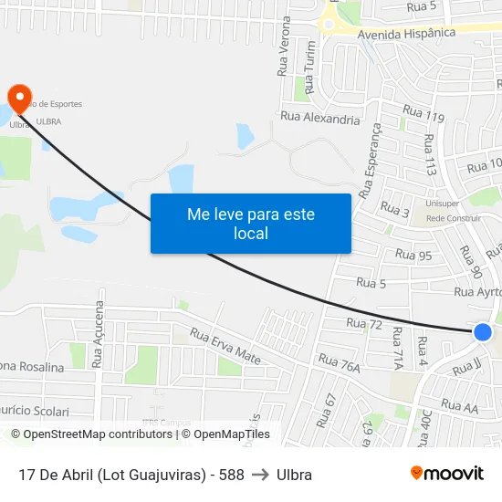 17 De Abril (Lot Guajuviras) - 588 to Ulbra map