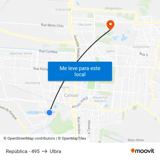 República - 495 to Ulbra map