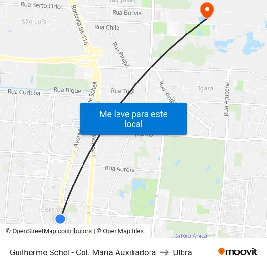 Guilherme Schel - Col. Maria Auxiliadora to Ulbra map