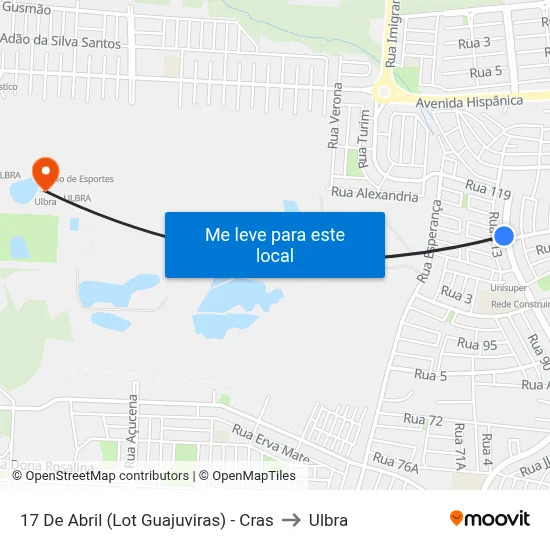 17 De Abril (Lot Guajuviras) - Cras to Ulbra map