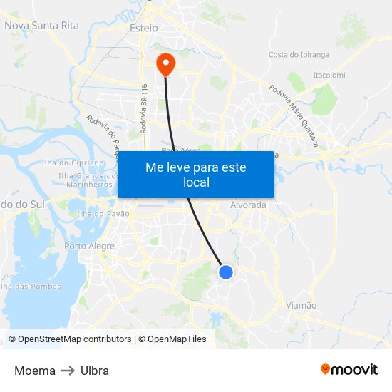 Moema to Ulbra map