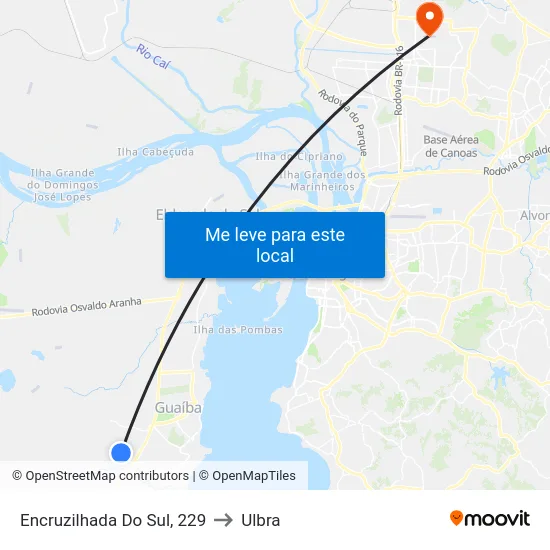 Encruzilhada Do Sul, 229 to Ulbra map