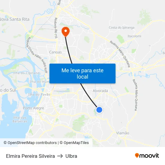Elmira Pereira Silveira to Ulbra map