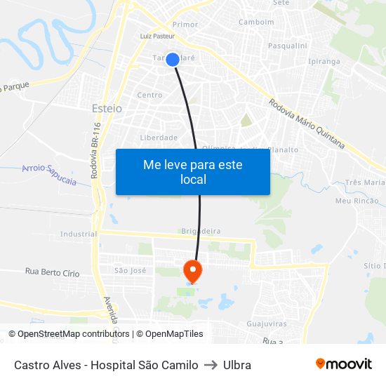 Castro Alves - Hospital São Camilo to Ulbra map