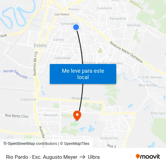 Rio Pardo - Esc. Augusto Meyer to Ulbra map