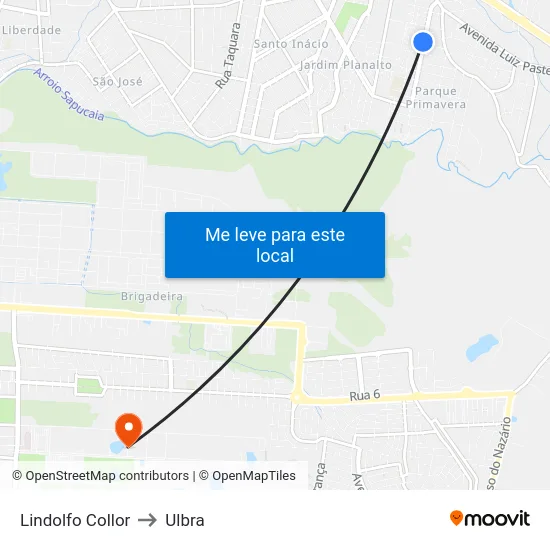 Lindolfo Collor to Ulbra map