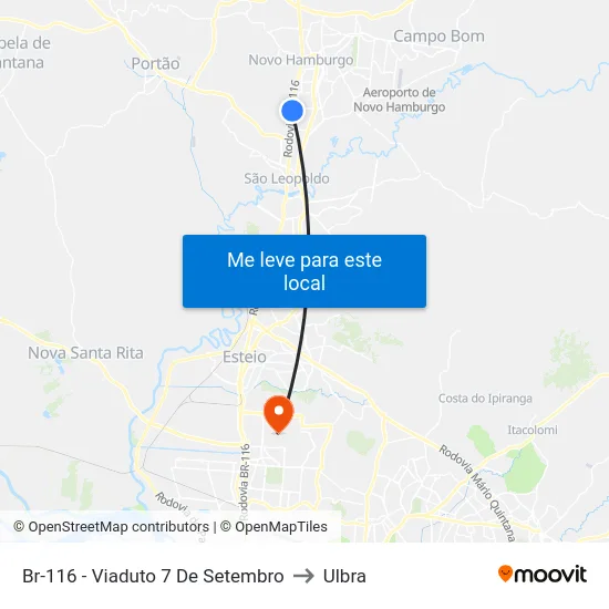 Br-116 - Viaduto 7 De Setembro to Ulbra map