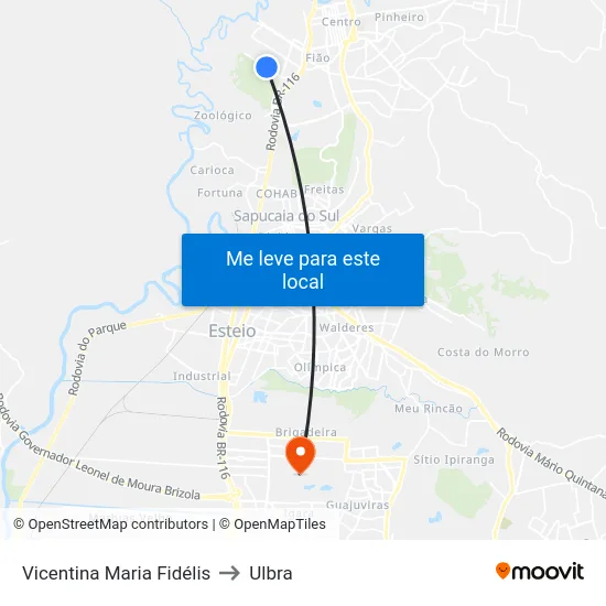 Vicentina Maria Fidélis to Ulbra map