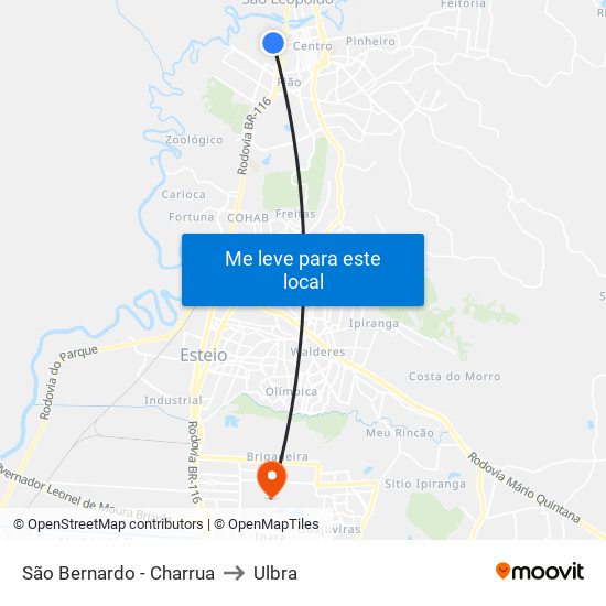 São Bernardo - Charrua to Ulbra map