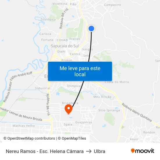 Nereu Ramos - Esc. Helena Câmara to Ulbra map