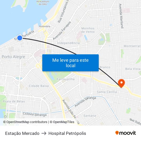 Estação Mercado to Hospital Petrópolis map