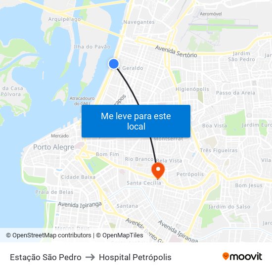 Estação São Pedro to Hospital Petrópolis map