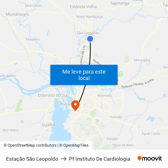 Estação São Leopoldo to Pf Instituto De Cardiologia map