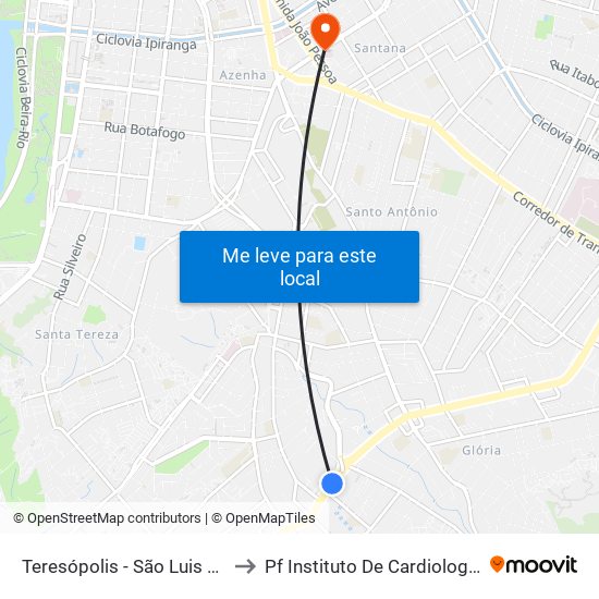 Teresópolis - São Luis Sn to Pf Instituto De Cardiologia map