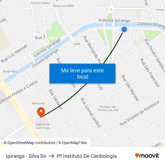 Ipiranga - Silva Só to Pf Instituto De Cardiologia map