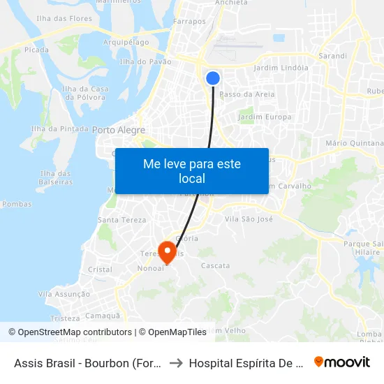 Assis Brasil - Bourbon (Fora Do Corredor) to Hospital Espírita De Porto Alegre map