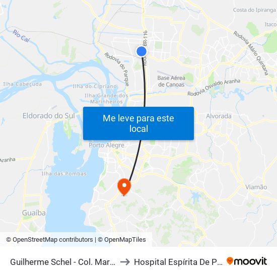 Guilherme Schel - Col. Maria Auxiliadora to Hospital Espírita De Porto Alegre map