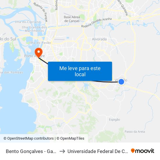 Bento Gonçalves - Garagem Viamão to Universidade Federal De Ciências Da Saúde map