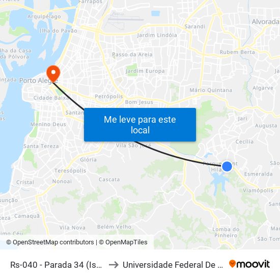 Rs-040 - Parada 34 (Isabel De Espanha) to Universidade Federal De Ciências Da Saúde map