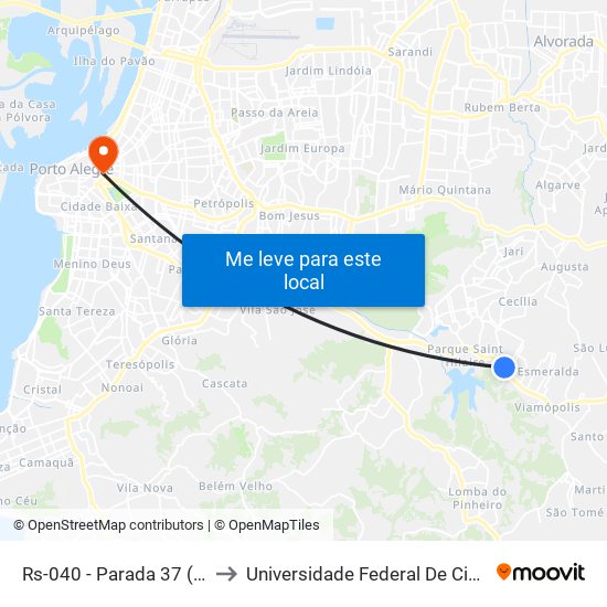 Rs-040 - Parada 37 (Vila Gaúcha) to Universidade Federal De Ciências Da Saúde map