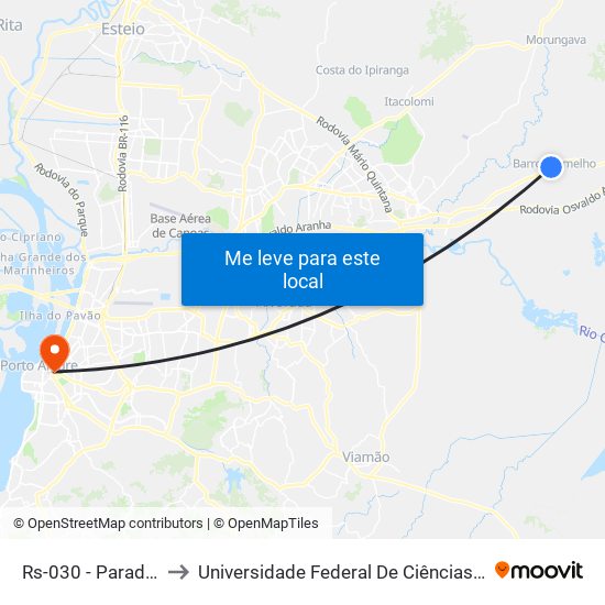 Rs-030 - Parada 102 to Universidade Federal De Ciências Da Saúde map