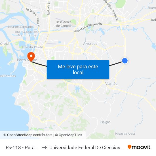 Rs-118 - Parada 59 to Universidade Federal De Ciências Da Saúde map