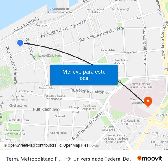 Term. Metropolitano Francisco L. Truda to Universidade Federal De Ciências Da Saúde map